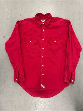 Vintage Levi's Bright Red Button Up Workwear Shirt Men’s M